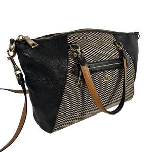 COACH Legacy Jacguard PRAIRIE SATCHEL TOTE 29848 Leather Black Crossbody Purse